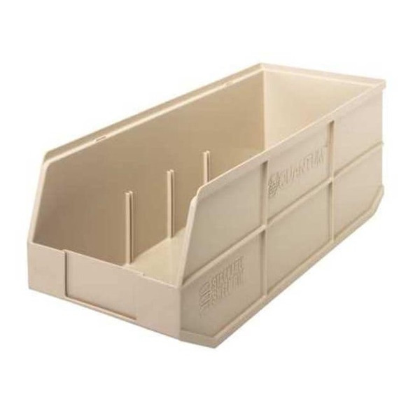Shelf Storage Bin, Polypropylene, Ivory, 7 in H, 8 1/4 in W, 20 1/2 in L