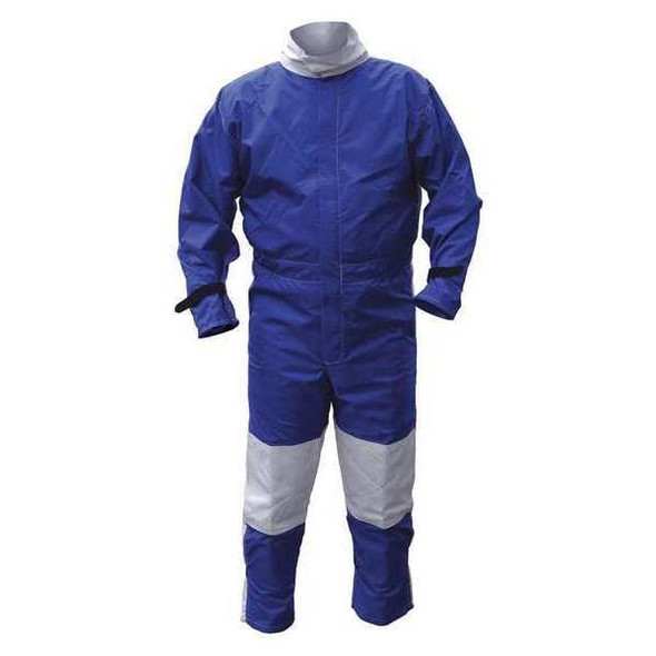 Abrasive Blast Suit, Cotton, Nylon, 4 lb Fabric Weight, 32 in Inseam, Blue, 3XL