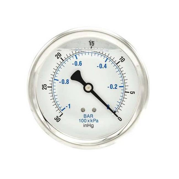 Pic Gauges Industrial Vacuum Gauge,  +/-1.0%, Metal 202L-404A