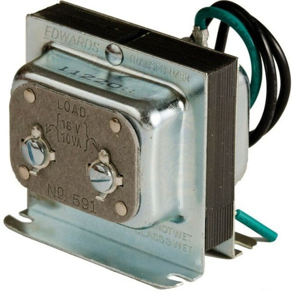 Edwards Signaling Class 2 Transformer, 10 VA, Not Rated, 16V AC, 120V AC 591