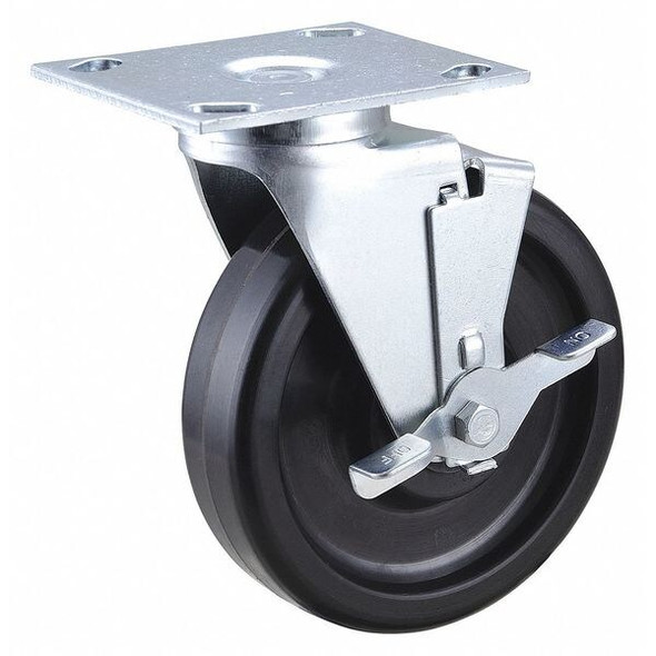 Swivel NSF-Listed Plate Caster w/Brake,Phenolic,6 in,450 lb