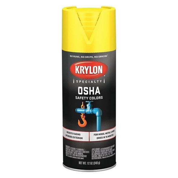 Krylon Spray Paint, Safety Yellow, Gloss, Solvent, 12 oz K01813777