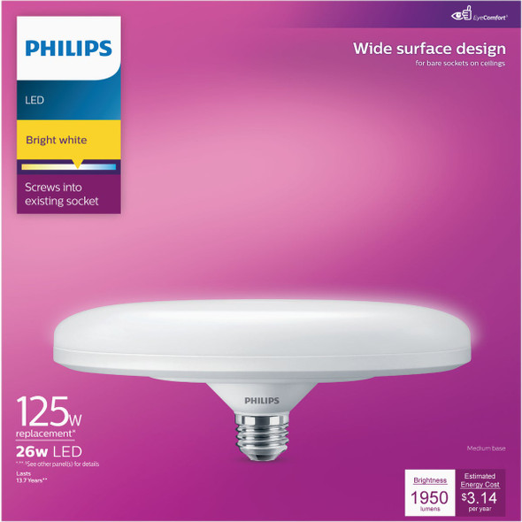 Philips 125W Equivalent Bright White Wide Surface Medium LED Floodlight Light Bulb
