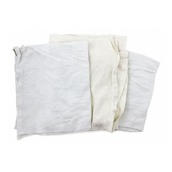 Recycled Cotton Flannel Cloth Rag 25 lb. Varies Sizes, White