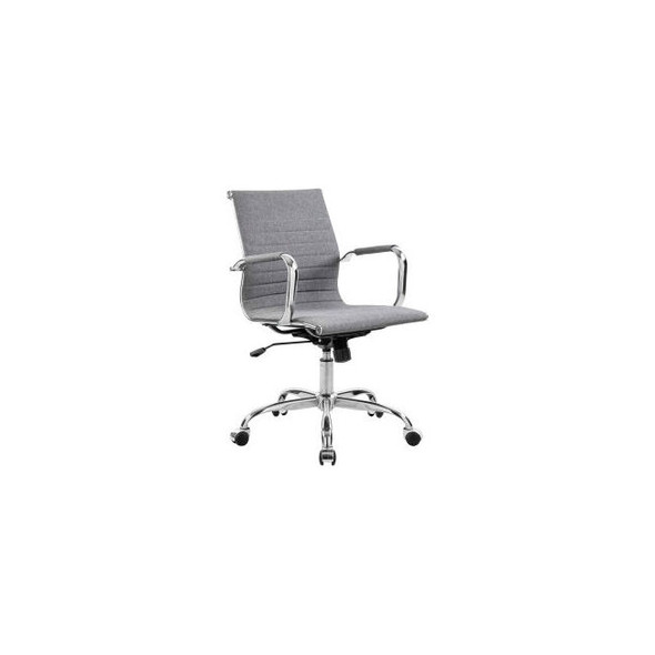 Interion Conference Room Chair with Mid Back & Fixed Arms Fabric Gray