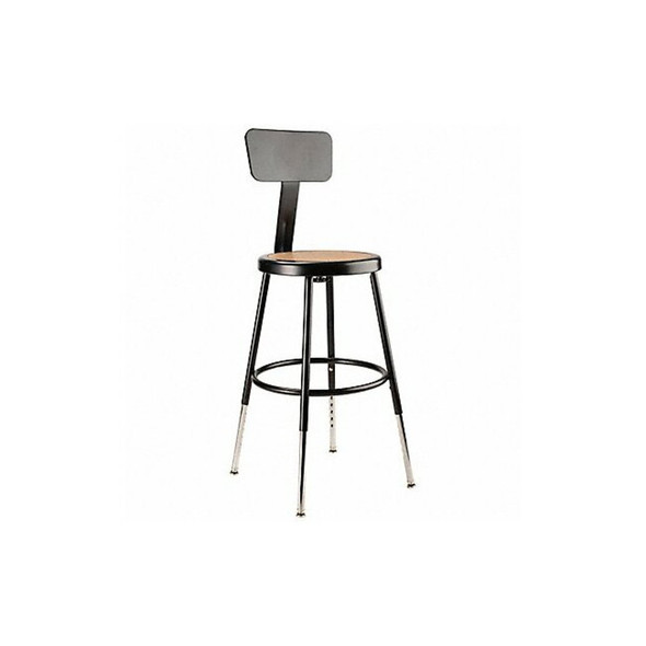 Round Stool with Backrest, Height 19" to 27"Black