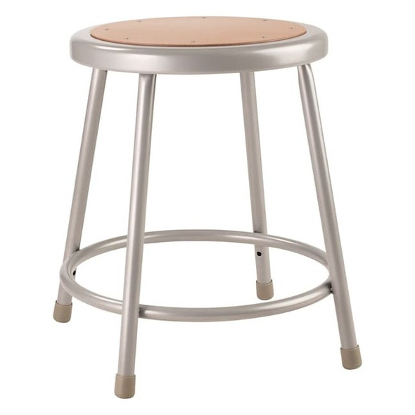National Public Seating Round Stool, Height Range 18", Hardboard Gray 6218