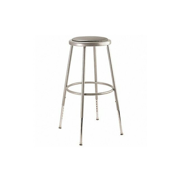 National Public Seating Round Stool, Height Range 25" to 33", Vinyl Gray 6424H