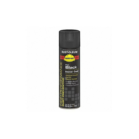 Rust-Oleum Rust Preventative Spray Paint, Black, Flat, Solvent, 15 oz V2178838