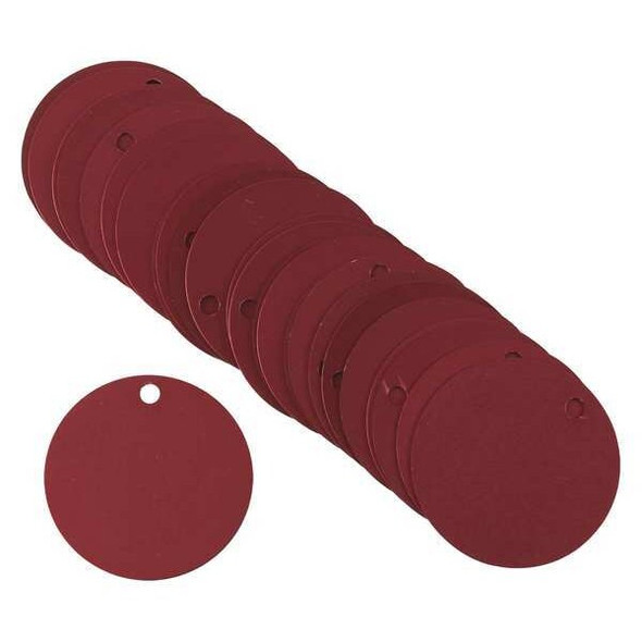 Brady Blank Tag, Aluminum, 2 in H x 2 in W, 2 in Dia., Red, Round, 25 PK 49906