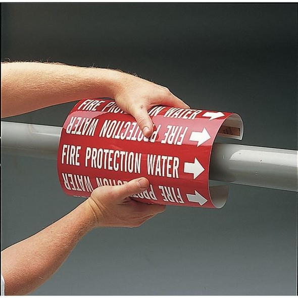 Brady Pipe Marker,Sprinkler Water,Red,4 to6 In 4128-D