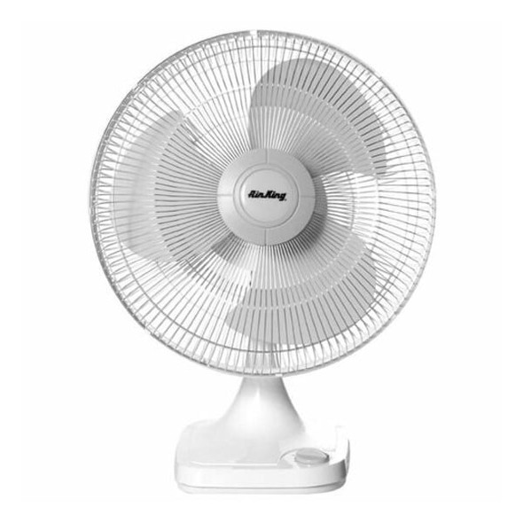 Air King 16" Blade Dia Table & Floor Fan, Oscillating, 3 Speeds, 120VAC, White, Tilting Head 9106