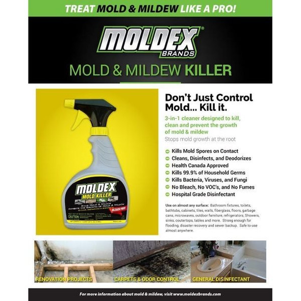 Moldex Mold Mildew Remover, 32 Oz, Trigger Spray Bottle, Liquid, Ready To Use 5010