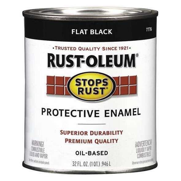 Rust-Oleum Enamel,Alkyd,Black,Flat 7776502