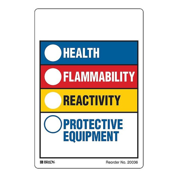 Brady Label, HMIG, Polystyrene, 4 in W, 5 7/8 in H 20036LS