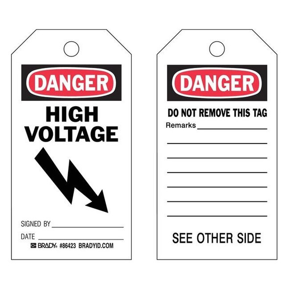 Brady Danger Tag,5 3/4in H,3in W,Polyster,PK10 86542