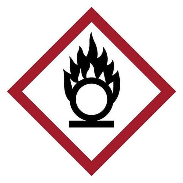 Brady 2" x 2" Paper GHS Label, GHS Oxidizing Symbol, Pk4 118883
