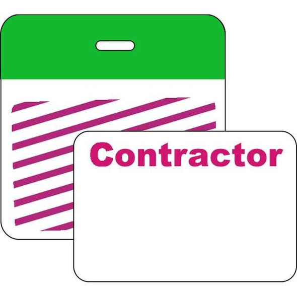 Brady Card Clip On Badge, Vinyl, 3 in W, Green, 500 PK 95656