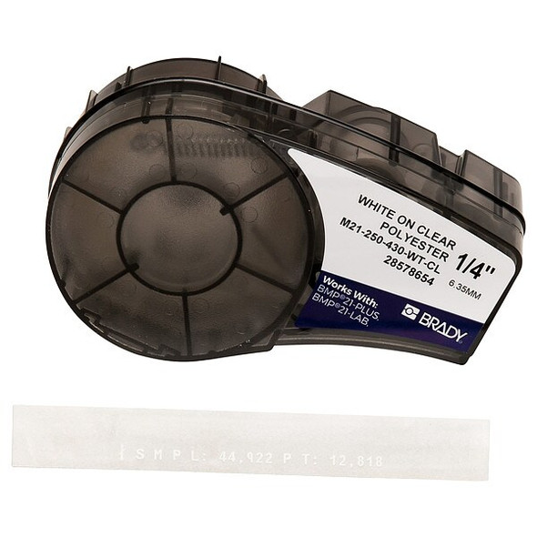 Brady Label/RibbonCartridge,Clear,Gloss,1/4inW M21-250-430-WT-CL