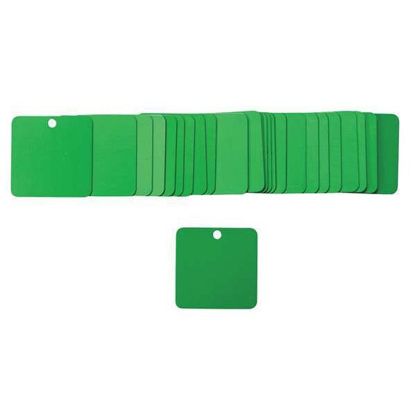 Brady Blank Tag, Aluminum, 2 in H x 2 in W, Green, Square, 25 PK 87642