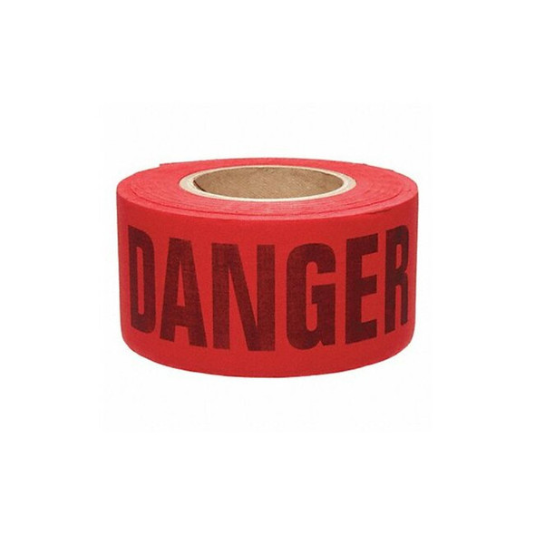 Barricade Tape, Danger, Red, 3 in Wide x 200 ft Length, Cotton, 3 mil