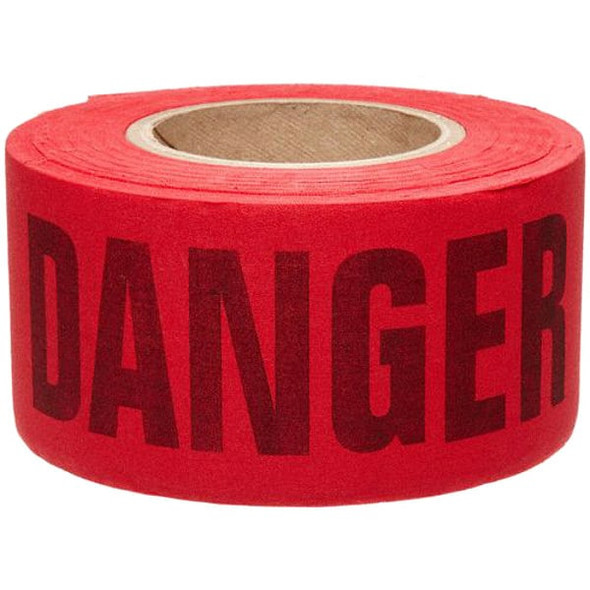 Manufacturer Varies Barricade Tape, Danger, Red, 3 in Wide x 200 ft Length, Cotton, 3 mil 91084