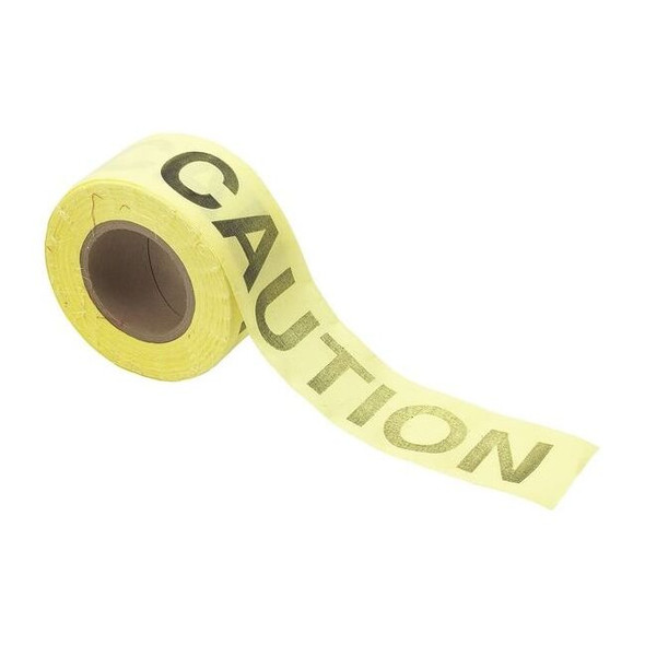 Barricade Tape, Caution, Yellow, 3 in Wide x 200 ft Length, Cotton, 3 mil