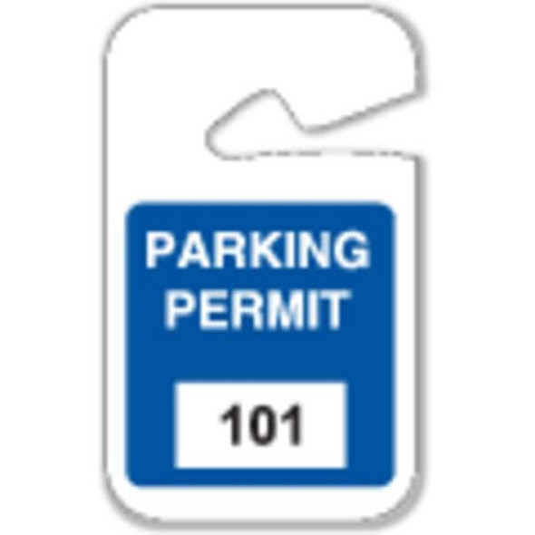 Brady Parking Permits, Rearview, 101-200, Wht/Blu, PK100 96262