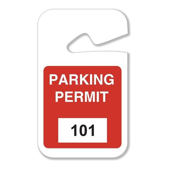 Brady Parking Permits, Rearview, 101-200, Wht/Red 96271