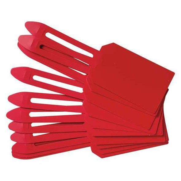 Blank Shipping Tag, Plastic, 5-13/16" H x 3-1/4" W, Red, Rectangle, 25 PK