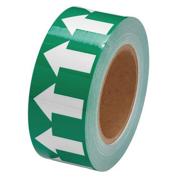Brady Arrow Tape,2inWx30 yd.,White/Green,Poly 106171