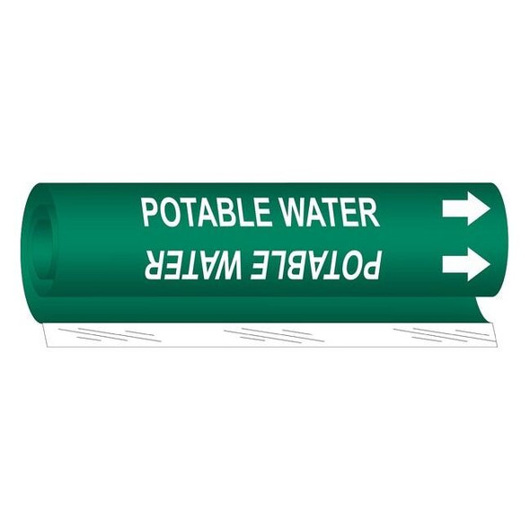Brady Pipe Marker,Potable Water,1/2to1-3/8 In 5744-O