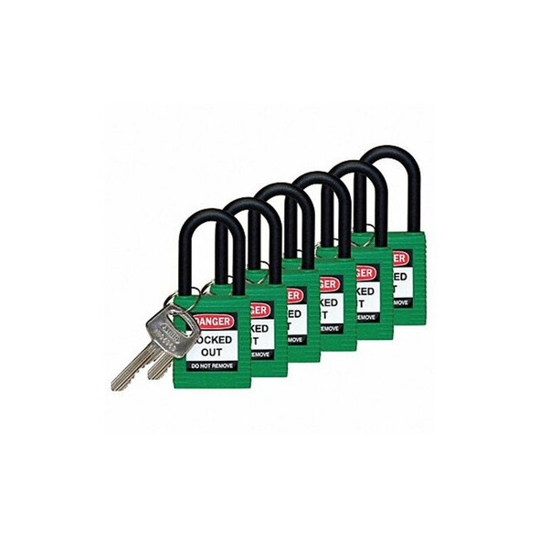 Brady Lockout Padlock,KD,Green,1-3/4"H,PK6 123353 Brady Lockout Padlock,KD,Green,1-3/4"H,PK6 123353