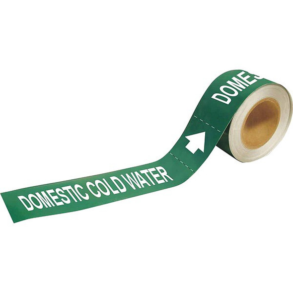 Brady Pipe Marker,Domestic Cold Water,2 In.H 73886