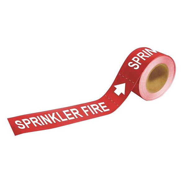 Brady Pipe Mrkr,Sprnkler Fire,1in H,8in W 20466