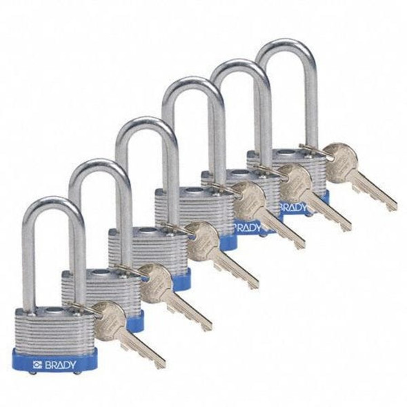 Brady Key Retaining Steel Padlock,1-5/16"W,PK6 118974
