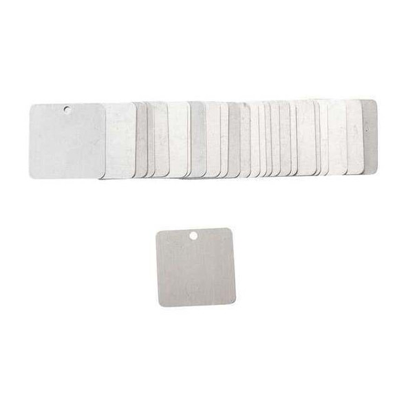 Brady Blank Tag, Aluminum, 1 1/2 in H x 1 1/2 in W, Silver, Square, 25 PK 87631