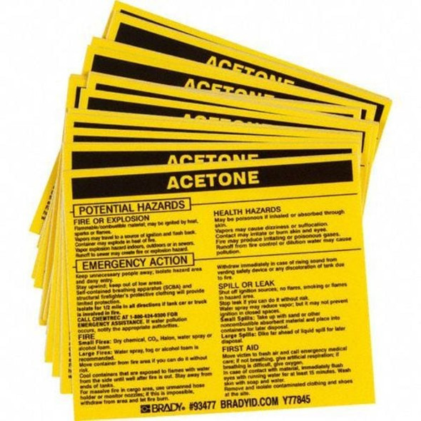 Brady Chemical Label, 3 3/4 in H, 4 1/2 in W, 93477,PK25 93477