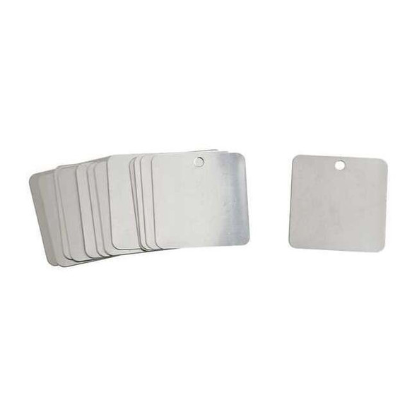 Brady Blank Tag, Stainless Steel, 2 in H x 2 in W, Silver, Square, 25 PK 44403