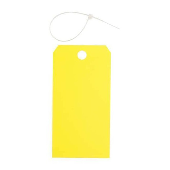 Blank Shipping Tag, Polyester, 5-3/4" H x 3" W, Yellow, Rectangle, 25 PK