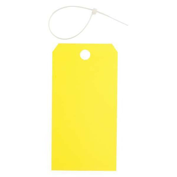 Blank Shipping Tag, Polyester, 5-3/4" H x 3" W, Yellow, Rectangle, 25 PK