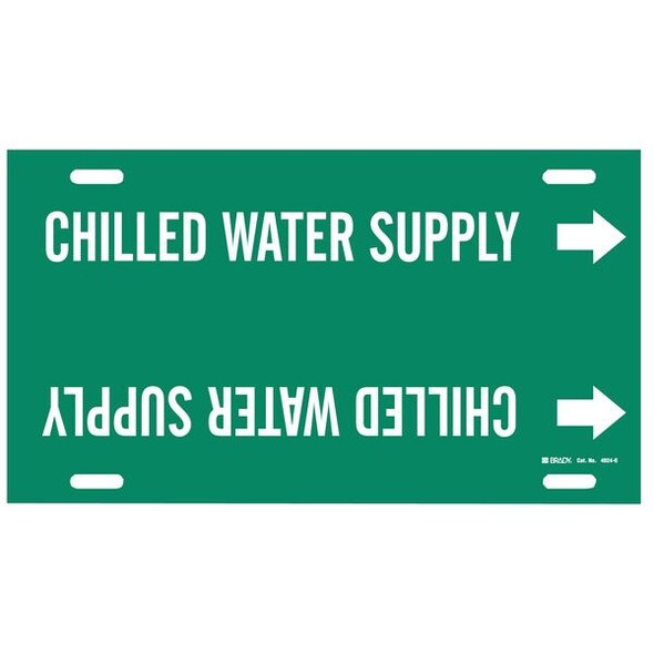 Brady Pipe Marker,Chilled Water Supply,10in H 4024-G