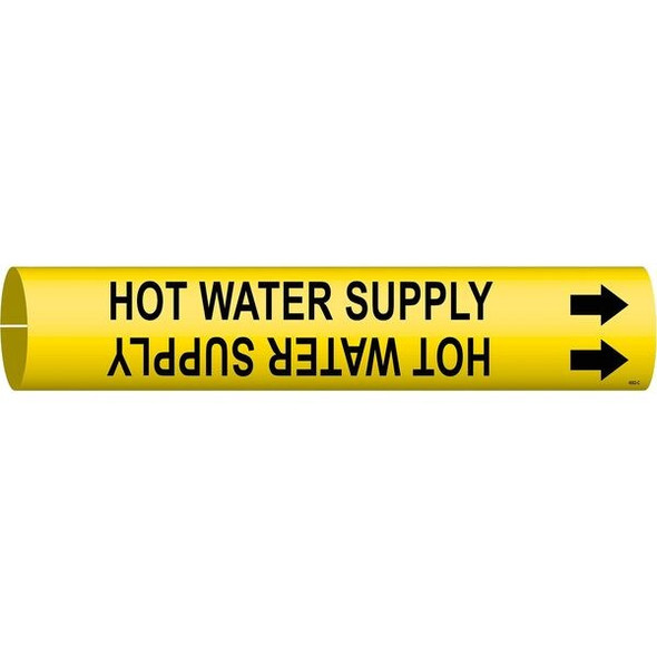 Brady Pipe Marker,Hot Water Supply,2in H,2in W 4082-C