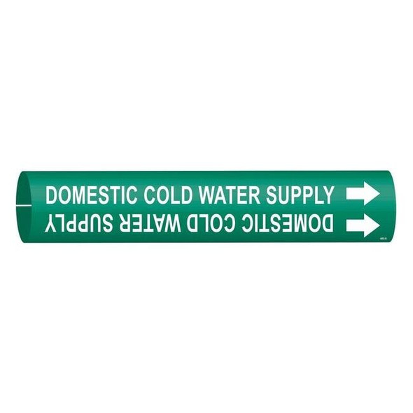 Brady Pipe Marker,Domestic Cold Water Supply, 4050-B 4050-B