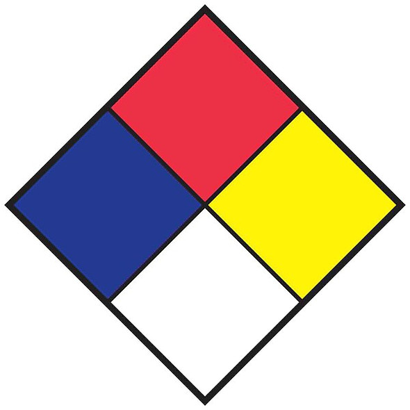 NFPA Placard, NFPA Diamond Picto, Reflective, 10 in W, 10 in H, 10 PK