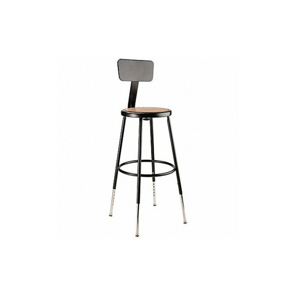 Round Stool with Backrest, Height 25" to 33"Black
