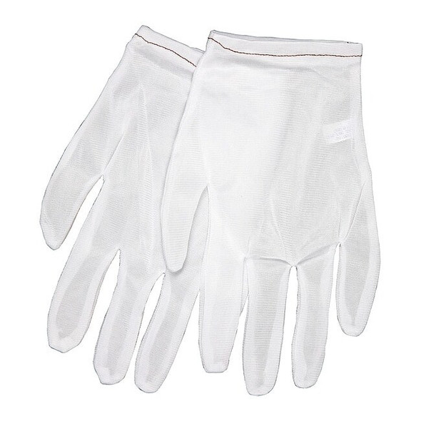 Mcr Safety Knit Gloves, Nylon, 9" Length, Light, White, Size XL ,12 PK 8700XL