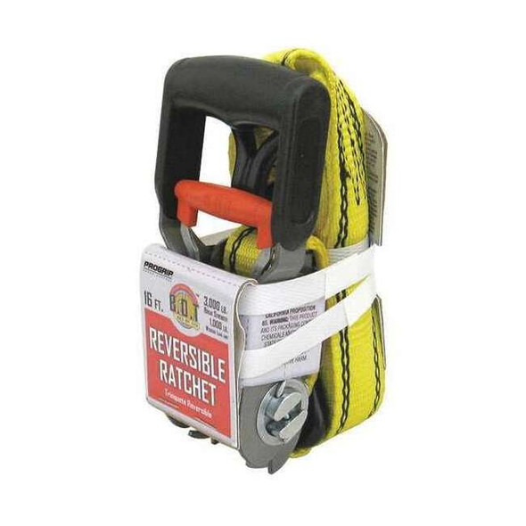 Progrip Cargo Control Tie-Down Strap,16 ft. L,1-1/4" W,Yellow 330600