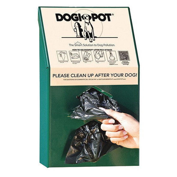 Dogipot 15-1/2" Green Aluminum, PetWaste Bag Dispenser 1002-2