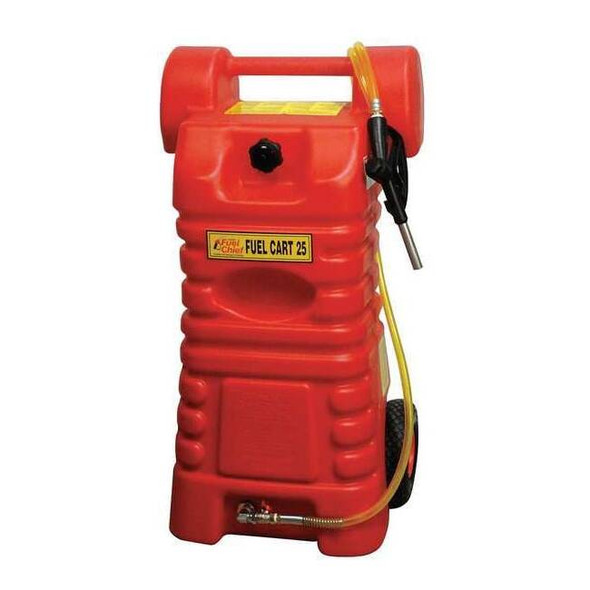 Fuel Caddy, Polyethylene, 25 gal, Gasoline, 0.75 in, Red